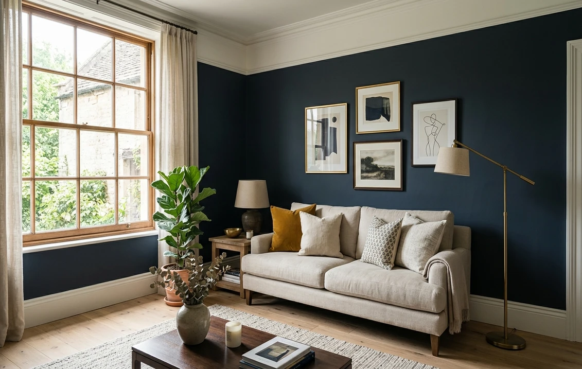 Benjamin Moore Hale Navy HC-154 on lower kitchen cabinets