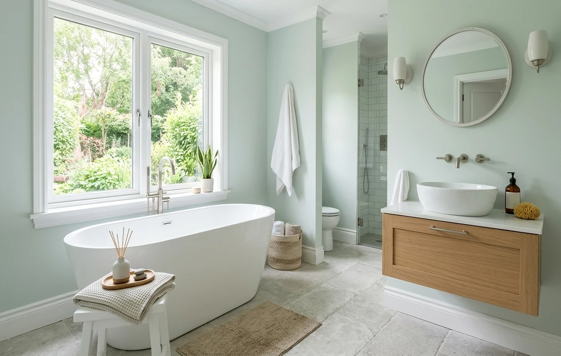 Benjamin Moore Healing Aloe 1562 on interior trim
