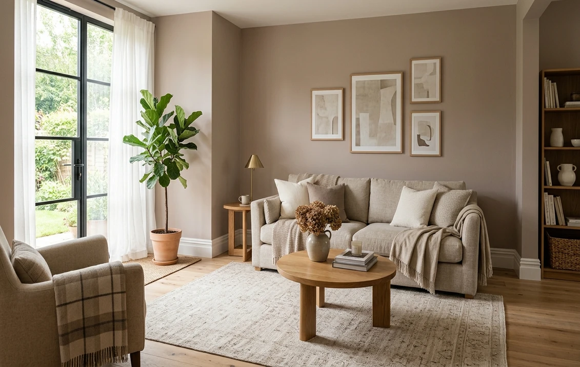 Benjamin Moore Smokey Taupe 983 on an interior wall