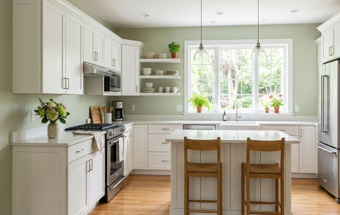 Benjamin Moore Soft Fern 2144-40 on an interior wall