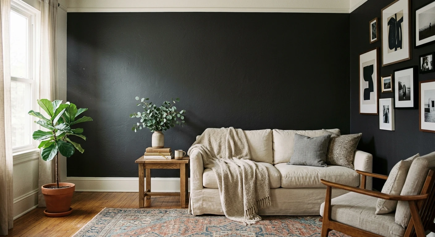 Behr Cracked Pepper PPU18-01 on an interior accent wall
