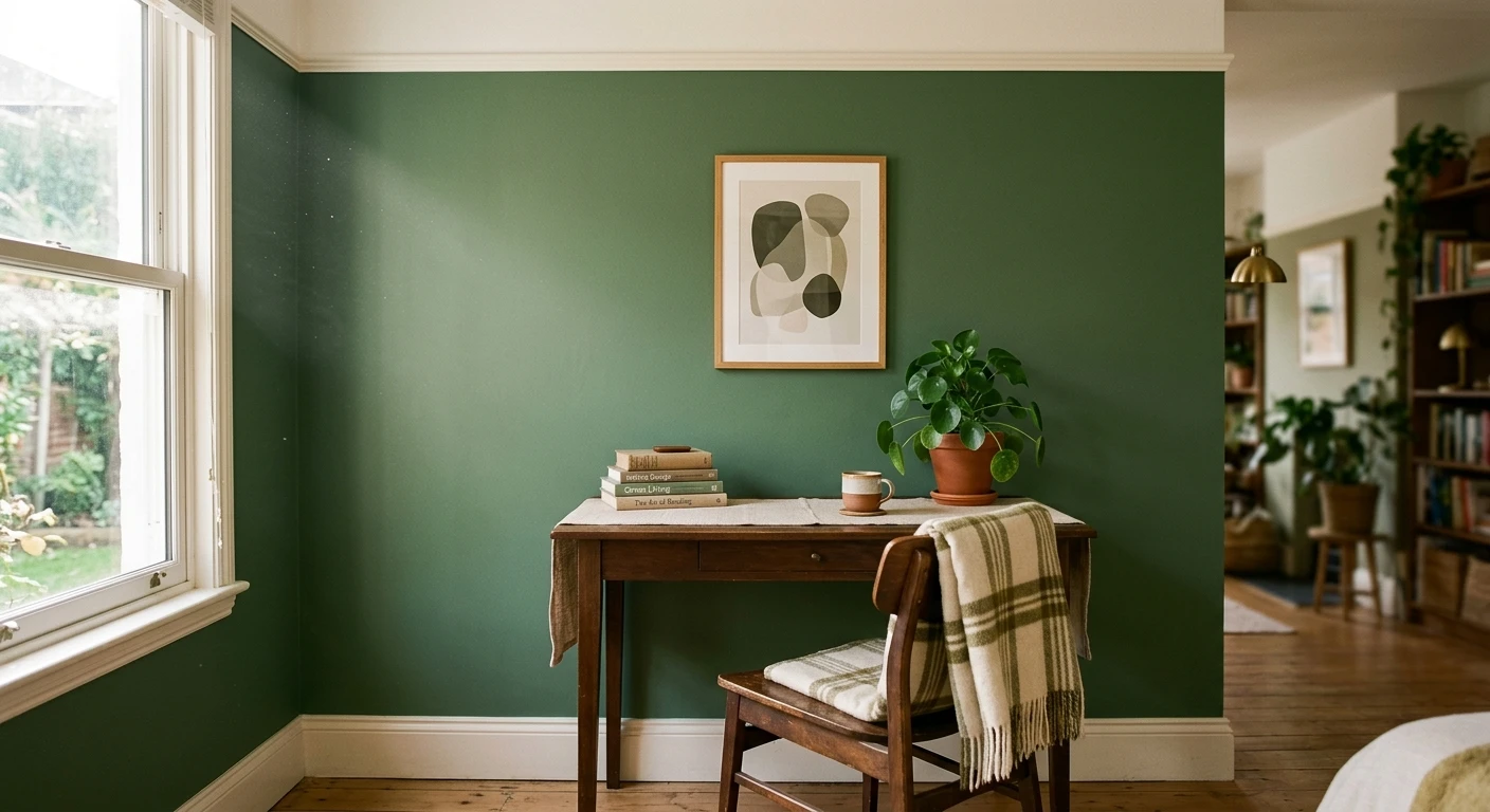 Range of interior green paint shades on a wall