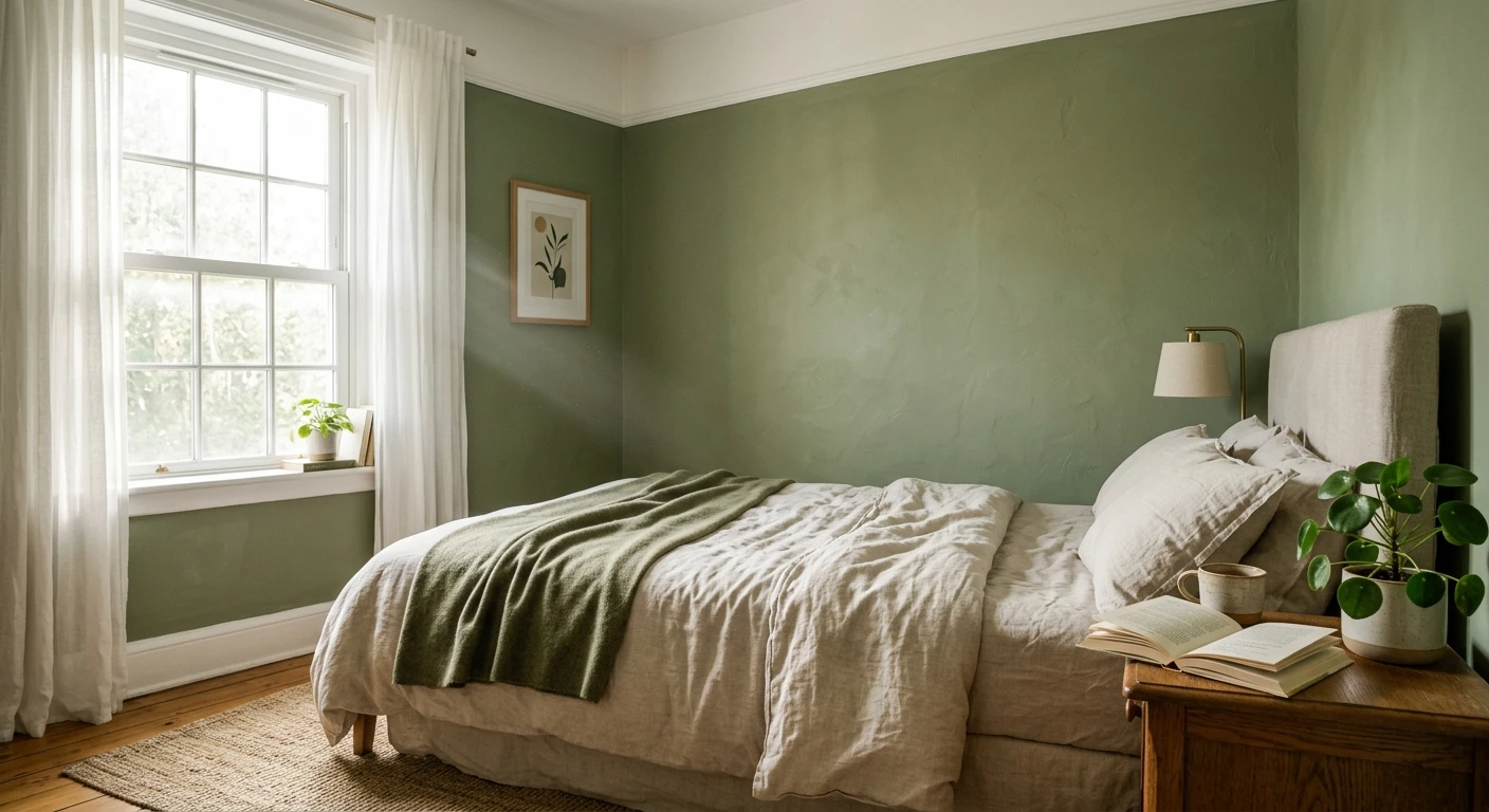 Sherwin-Williams Softened Green SW 6177 on an interior wall