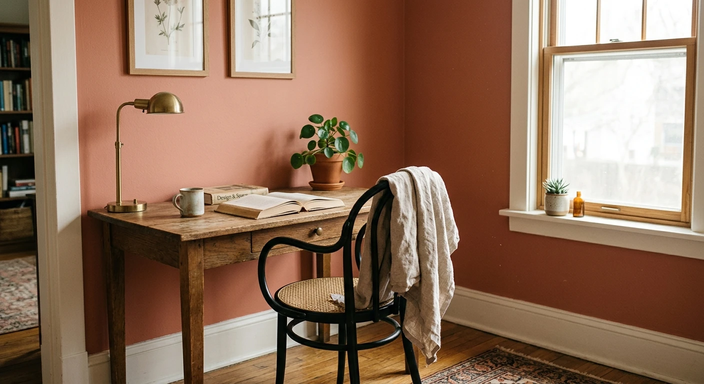 Sherwin-Williams Smoky Salmon SW 6331 on an interior wall