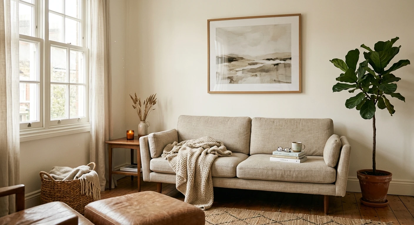 Warm off-white paint on a softly lit interior wall