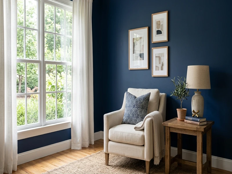 Sherwin-Williams Naval SW 6244 on a bathroom interior wall