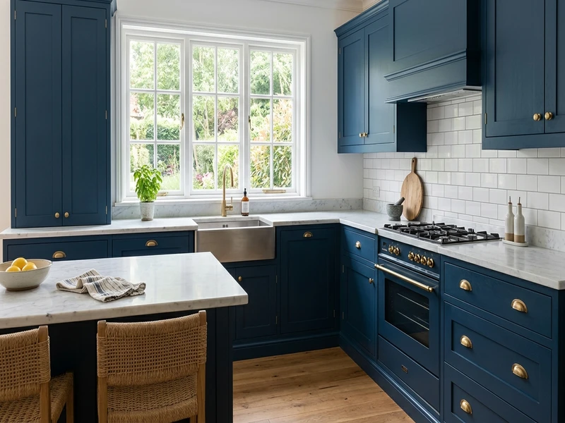 Sherwin-Williams Salty Dog SW 9177 on kitchen cabinets