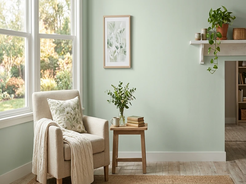 Sherwin-Williams Softened Green SW 6177 on an interior wall