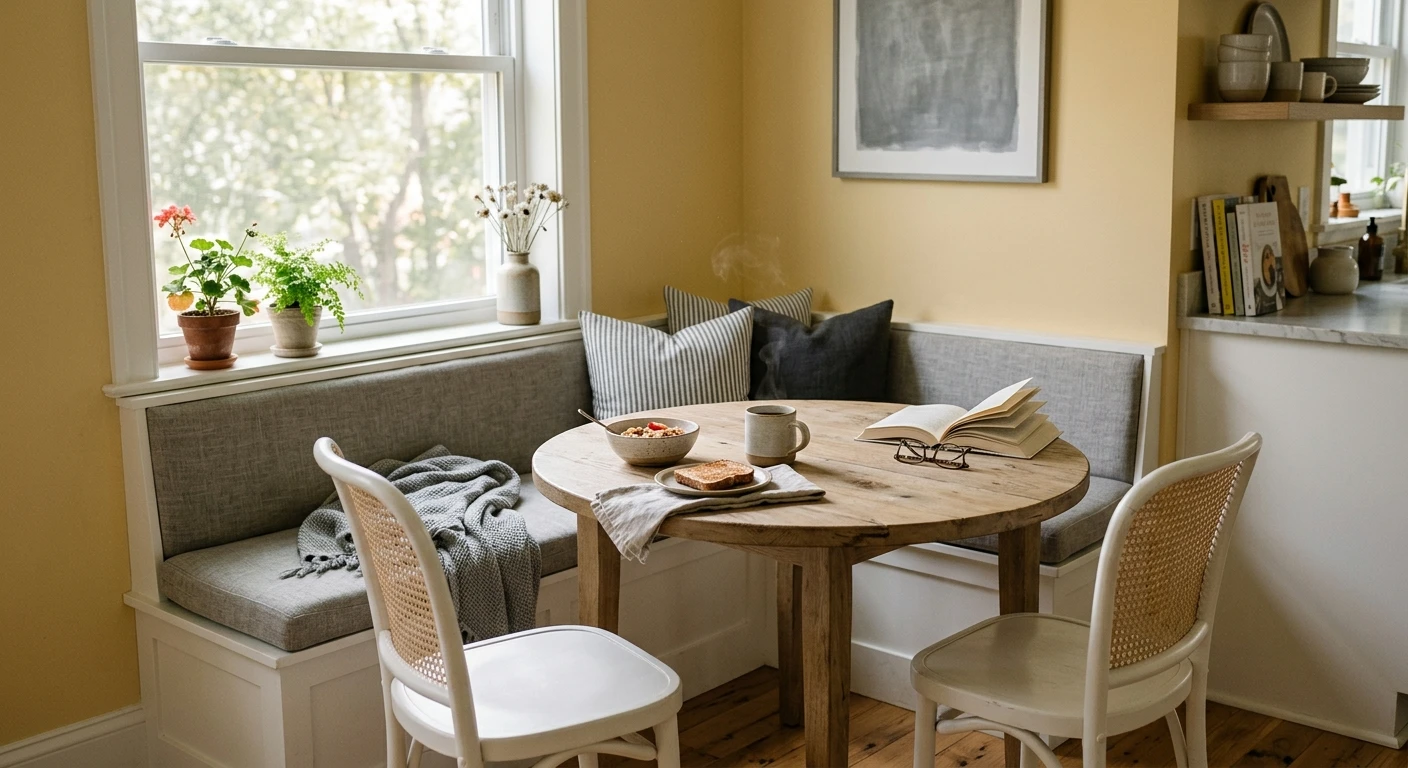 Golden yellow accent wall in a bright living room