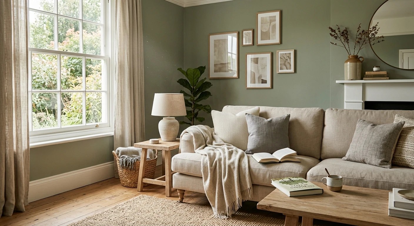 Clare Current Mood deep moody green paint on an interior accent wall