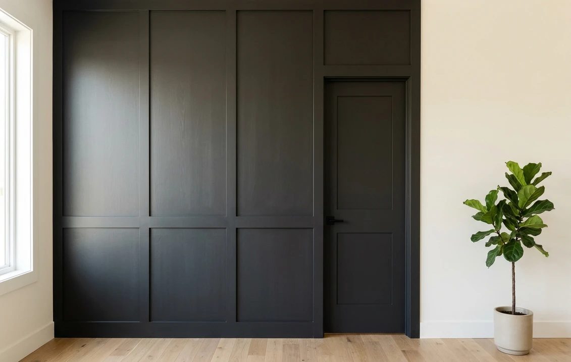 Sherwin-Williams Black Magic SW 6991 on an interior accent wall