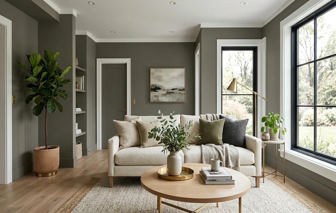 Sherwin-Williams Dorian Gray SW 7017 on an interior surface