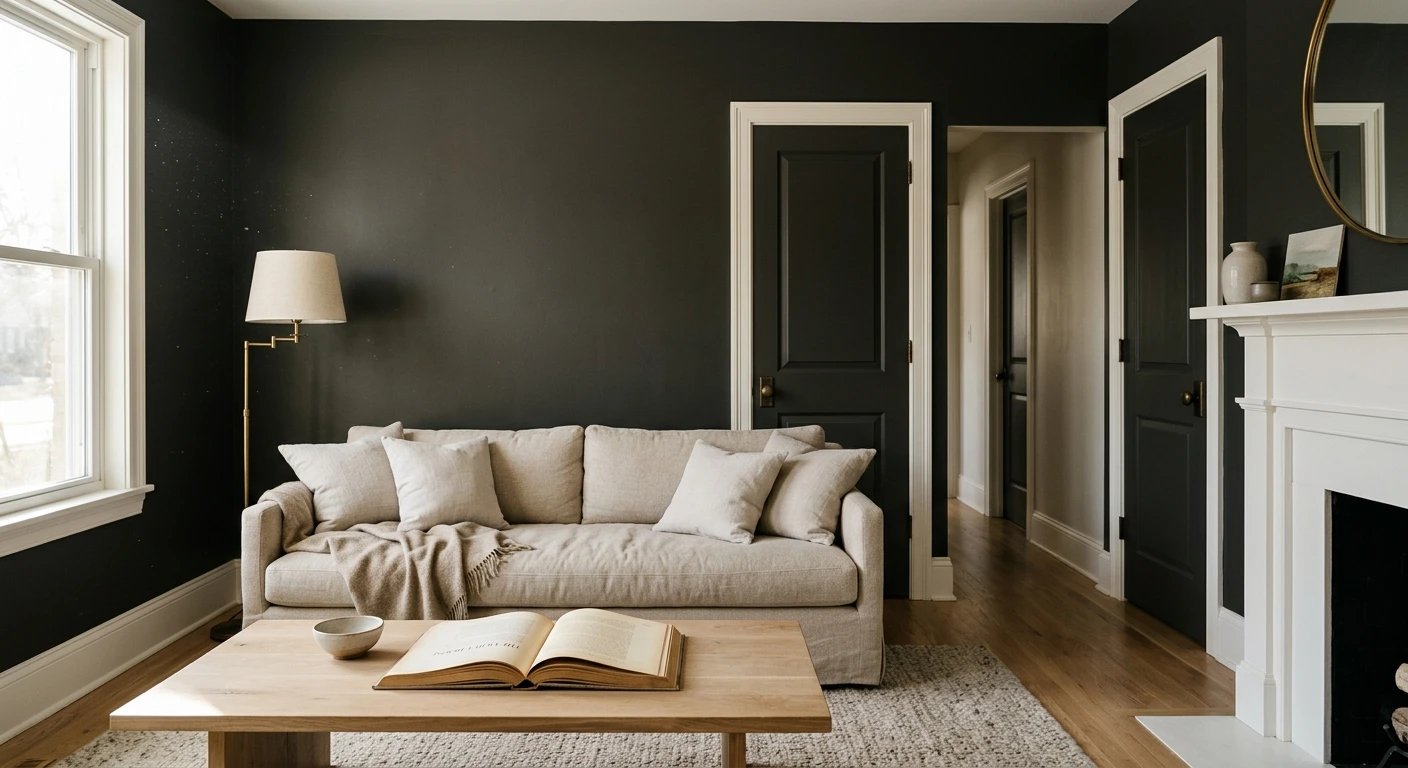 Sherwin-Williams Iron Ore SW 7069 on an interior accent wall