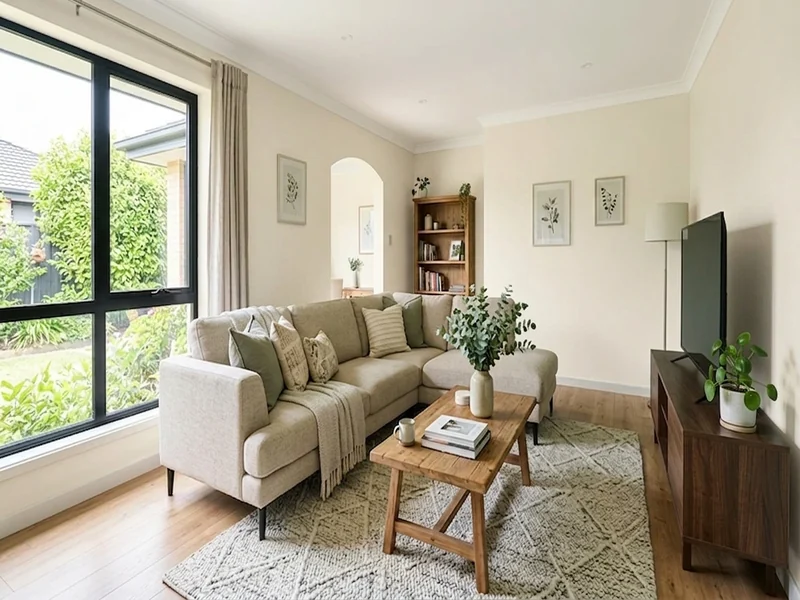 Wohnzimmer mit Wänden in Reinweiß RAL 9010