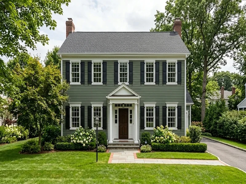 US home shown in Rosemary Sherwin-Williams SW 6187