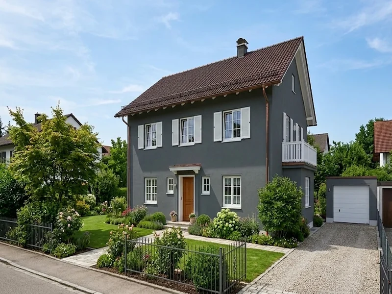 Einfamilienhaus mit Fassade in Anthrazit RAL 7016