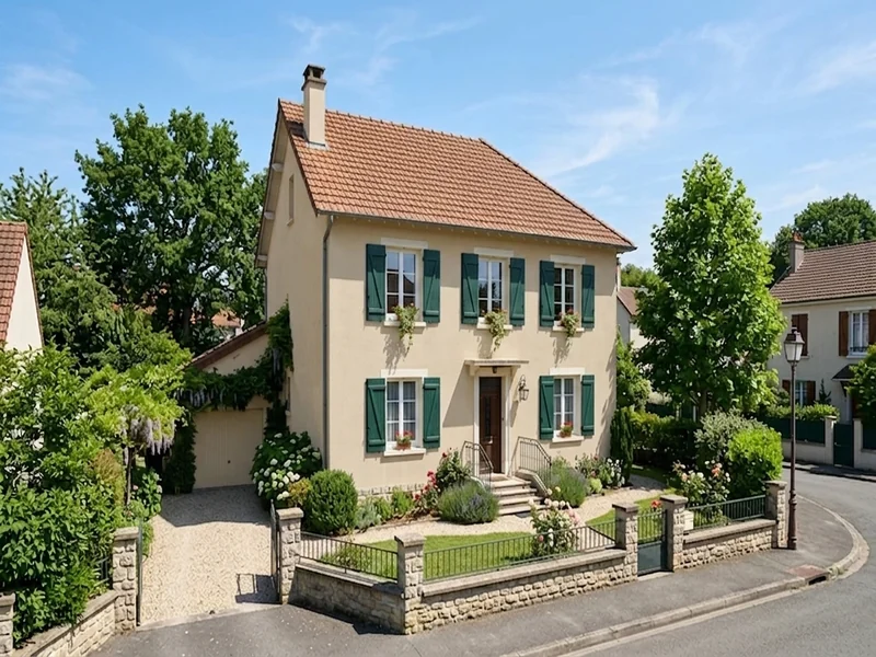 Pavillon français avec façade en beige sable