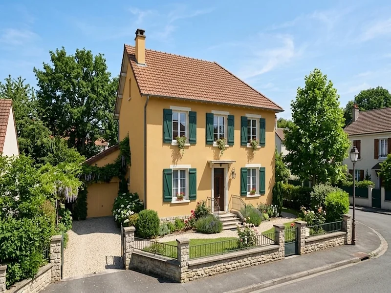 Le même pavillon avec façade en ocre Provence