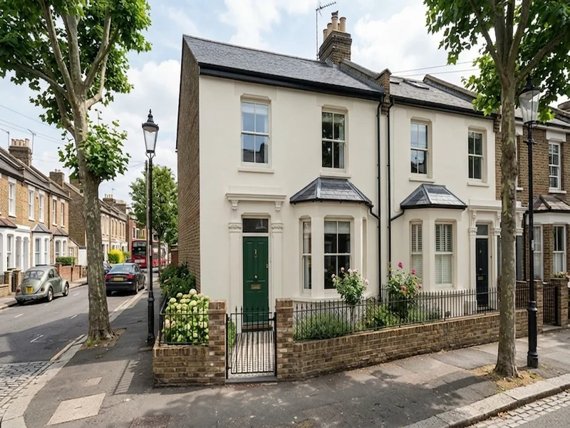 Victorian London home with a rendered front in Sandtex White