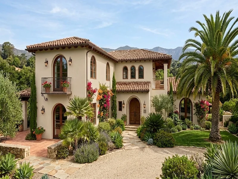 Mediterranean stucco house repainted in Sherwin-Williams Accessible Beige SW 7036 warm greige