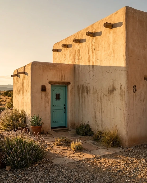 Before - facade without Warm Cream + Turquoise SW Drizzle (Adobe)