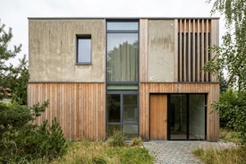 Vorher — Fassade ohne Anthrazitgrau + Laerche Natur (Moderne deutsche Architektur)