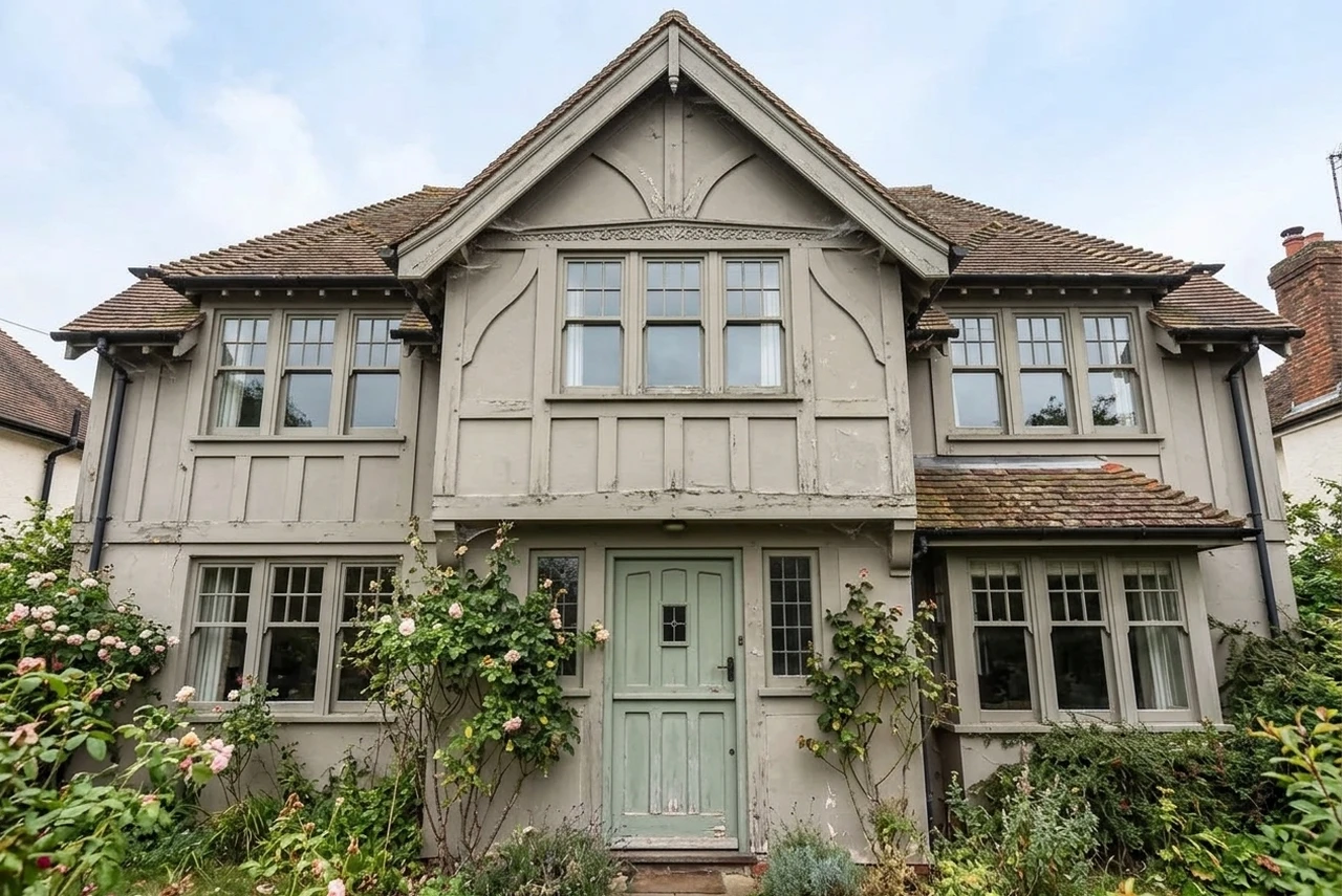 Before — facade without Cotswold Stone + Lichen Sage (Arts and Crafts)
