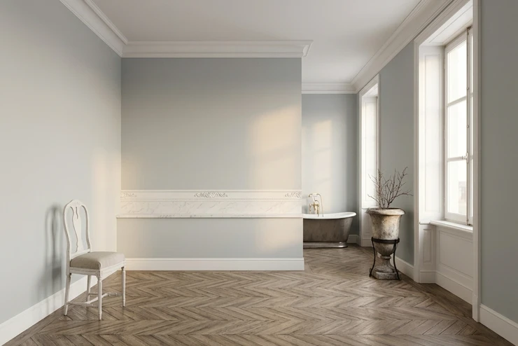 Perlgrau + Carrara-Marmor Weiß - Luxus Spa-Badezimmer