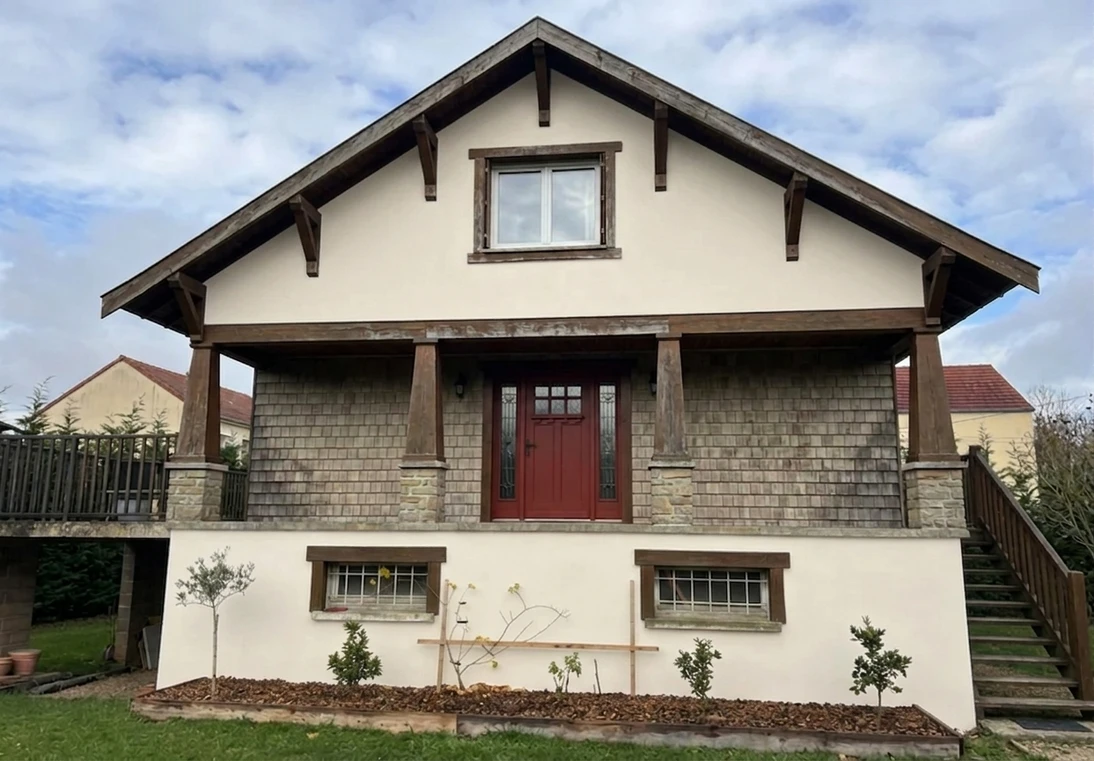 Warm White + Heritage Red — Craftsman Bungalow