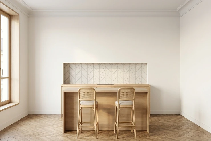 Avant — facade sans Vert Olive Profond + Blanc Calcaire (Cuisine Moderne Naturelle)