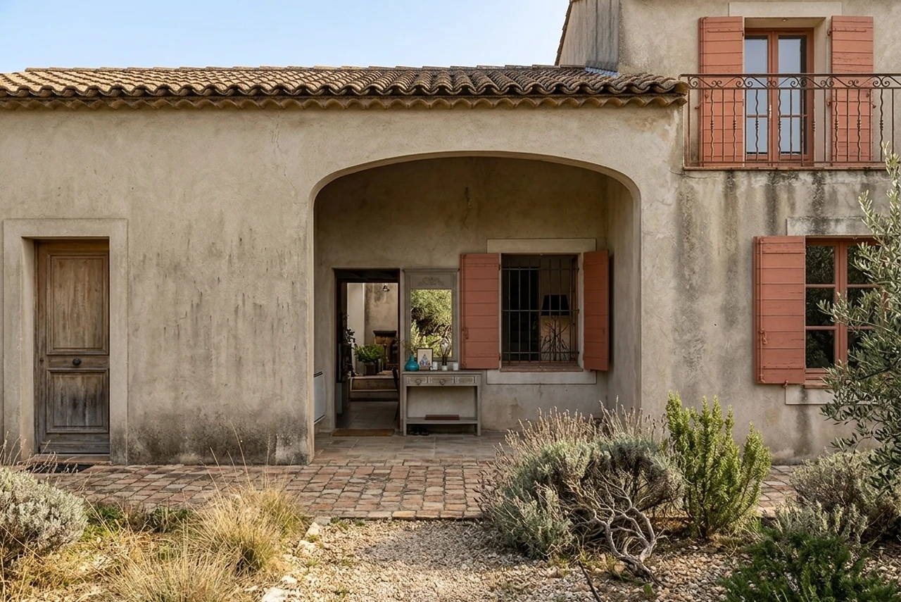 Avant — facade sans Sable Dore + Terracotta (Mediterraneen)