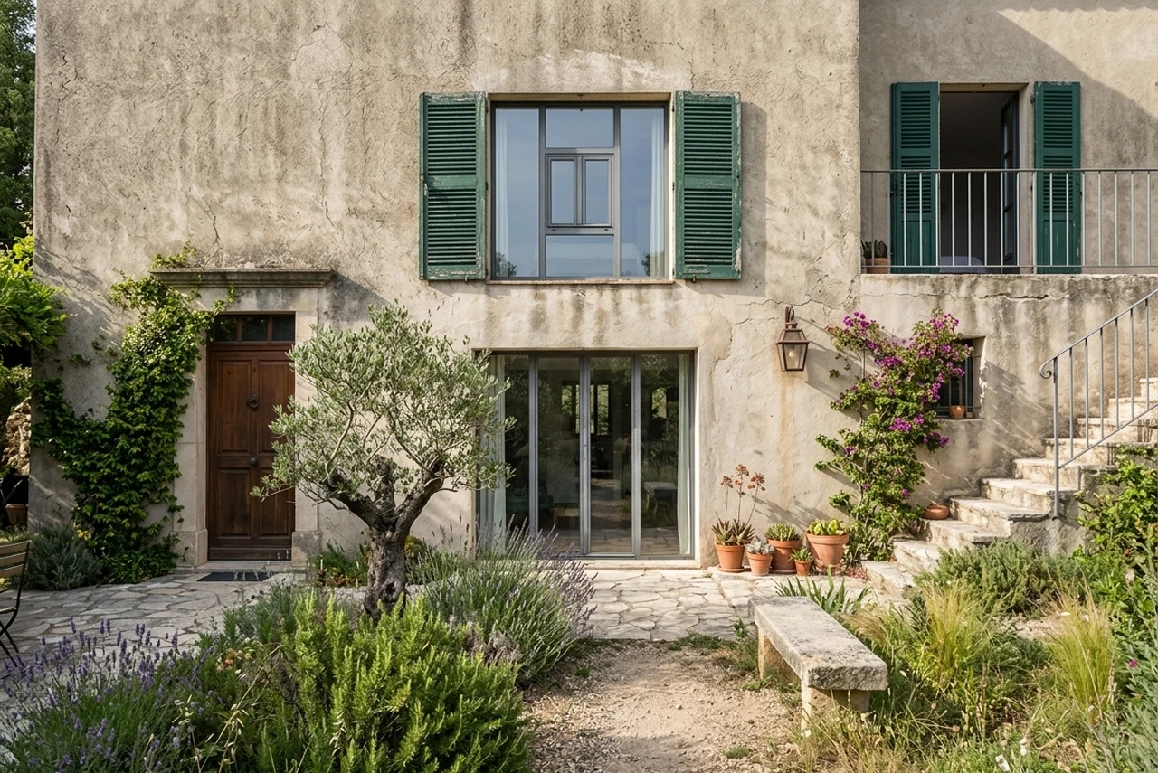 Avant — facade sans Taupe + Vert Bouteille (Provencal Contemporain)