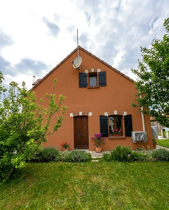 Apres — facade Terracotta (RAL 8023) et Noir Profond sur les volets (Mediterraneen Chic)