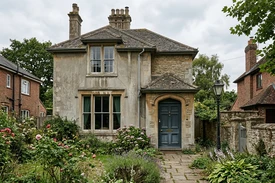 Before — facade without Cream Render + Railings (British Heritage)