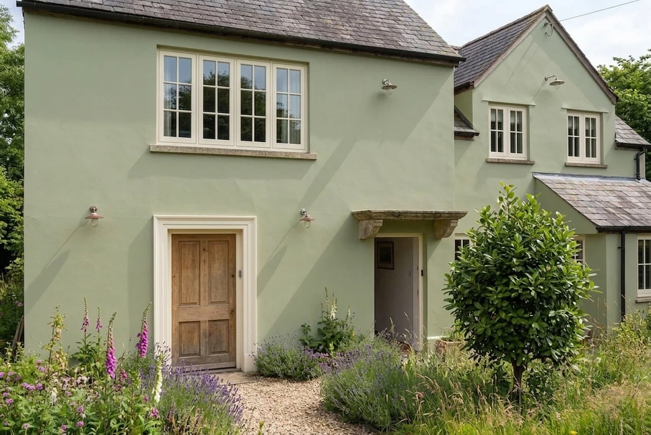 Salbeigruen + Cremeweiss — Modernes Landhaus