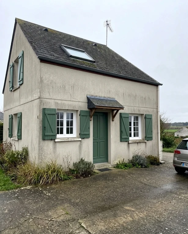 Before — facade without Greige + Basil Green (Modern Traditional)