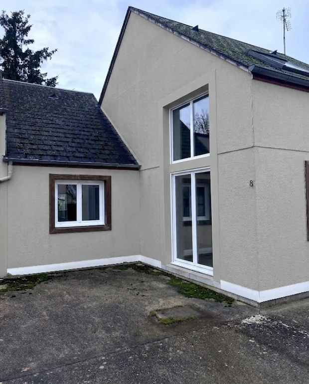 After — facade in Manor Grey (RAL 7036) with Pure White on the windows (Contemporary)