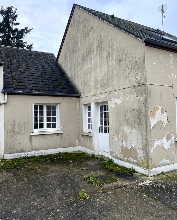 Vorher — Fassade ohne Moosgruen + Reinweiss (Landhaus)