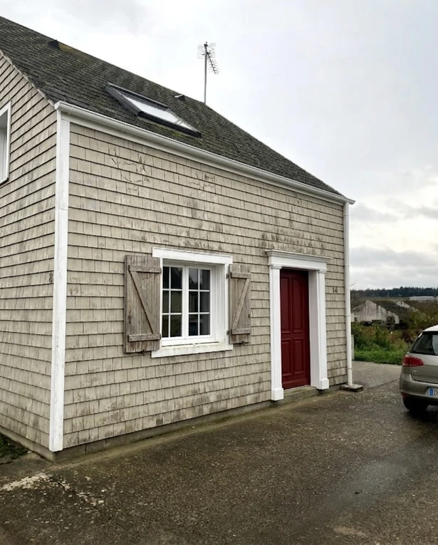 Before — facade without Naval Navy + Pure White + Antique Red Door (Cape Cod)