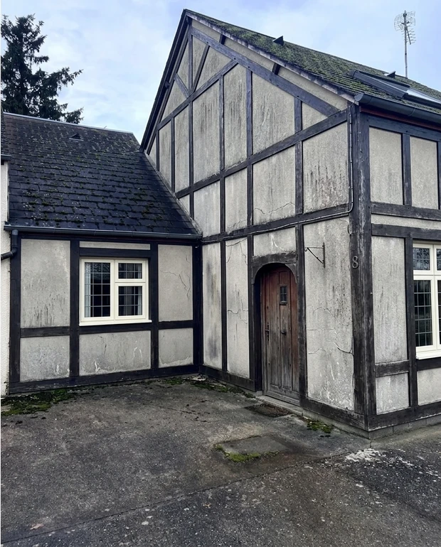Before - facade without Sandtex Mid Grey + Classic Cream (Mock Tudor)