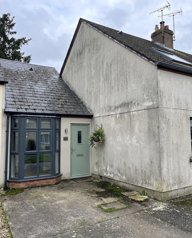 Before - facade without Natural Red Brick + Sage Green (Modern British)