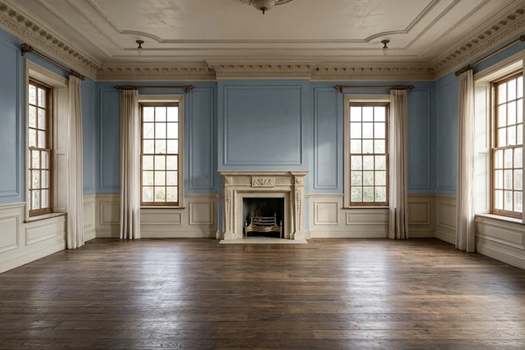 Apres — facade Bleu Gris (RAL 7042) et Beige Tourmenté sur les boiseries et plafond (Classique)