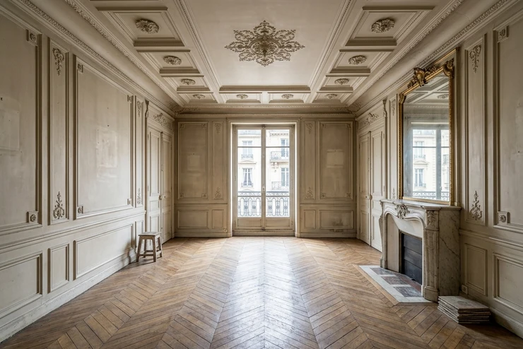 Avant — facade sans Vert Sauge + Blanc Casse (Haussmannien)