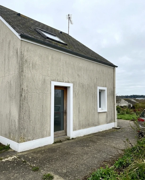 Before — facade without Evergreen Fog + Pure White (Modern Farmhouse)