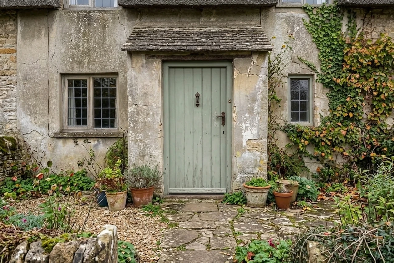 Before — facade without Natural Stone + Sage Green (Heritage Cottage)