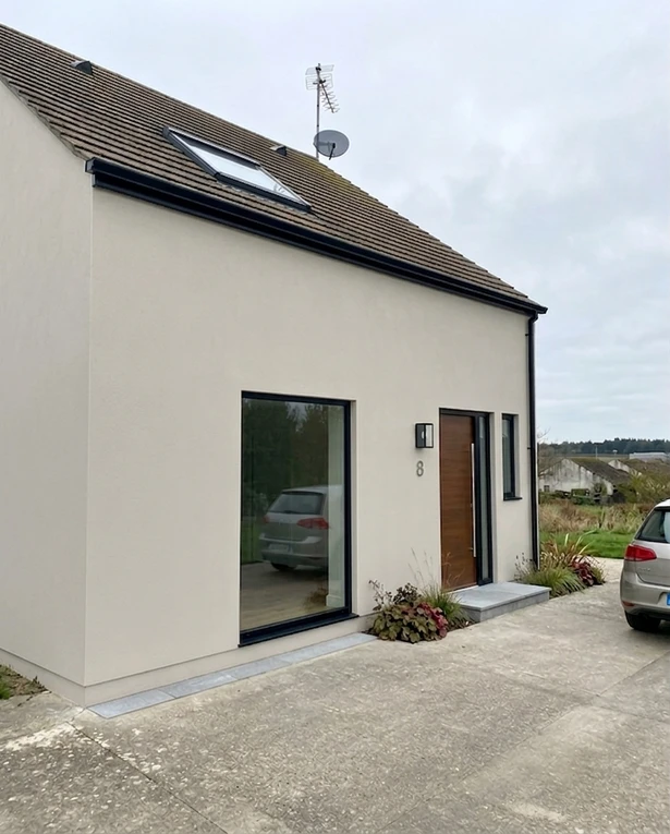 After — facade in Polished Pebble (N/A) with Jet Black on the windows (Contemporary British)