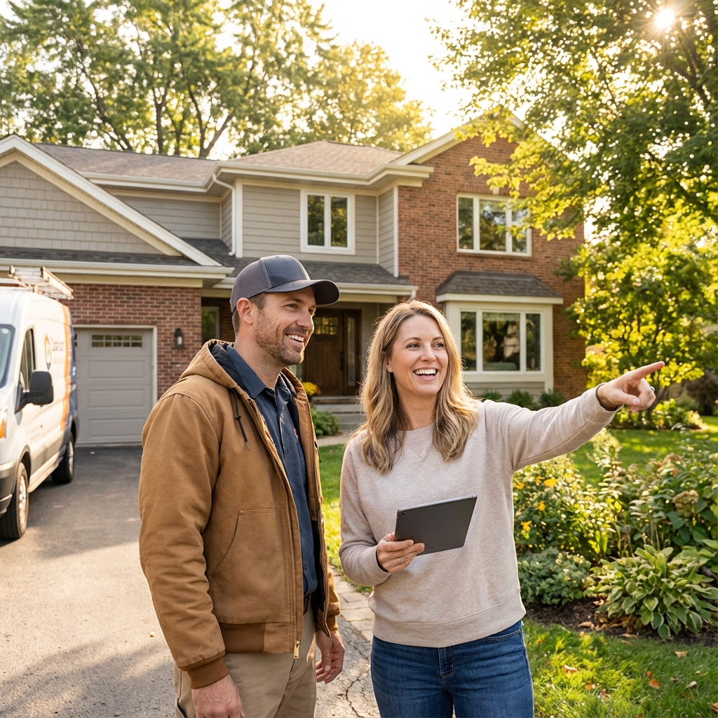 Artisan et client satisfaits