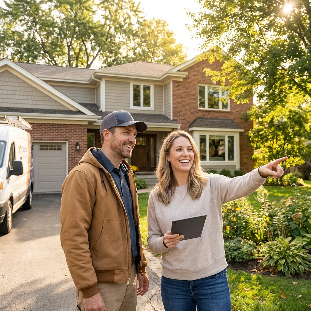 Artisan et client satisfaits