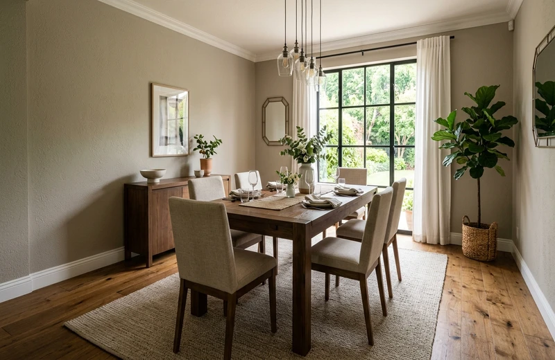 Dining room interior, AI wall colour preview
