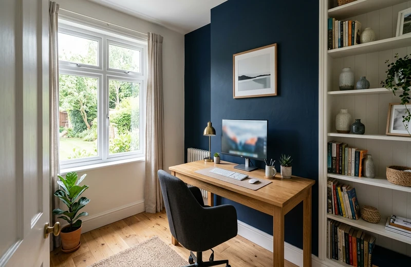 Home office interior, AI wall colour preview